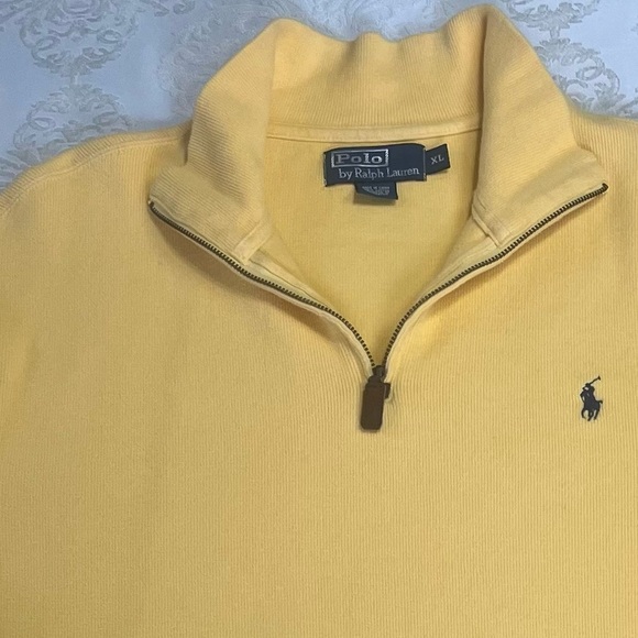 Polo Ralph Lauren Quarter 1/4 Zip 100% Cotton Butter Yellow Pullover Size XL - Picture 9 of 11